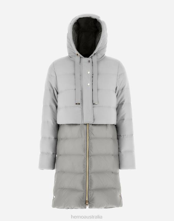 CASHMERE SILK AND NYLON ULTRALIGHT PARKA Herno Women Light Grey 2L0H162 Outerwear