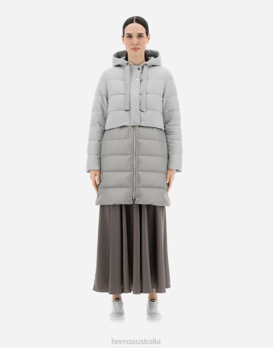 CASHMERE SILK AND NYLON ULTRALIGHT PARKA Herno Women Light Grey 2L0H162 Outerwear