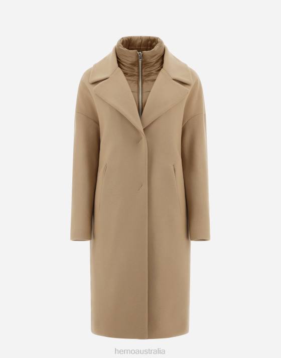 COAT IN ECOWOOL AND NYLON ULTRALIGHT Herno Women Sand 2L0H246 Outerwear