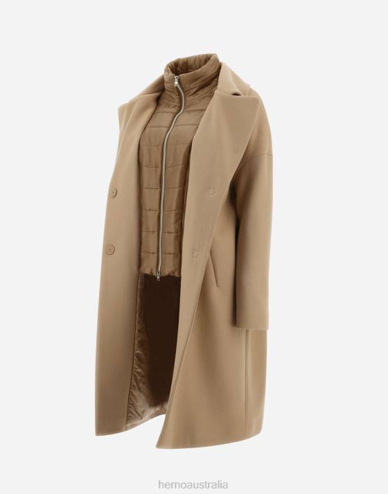 COAT IN ECOWOOL AND NYLON ULTRALIGHT Herno Women Sand 2L0H246 Outerwear