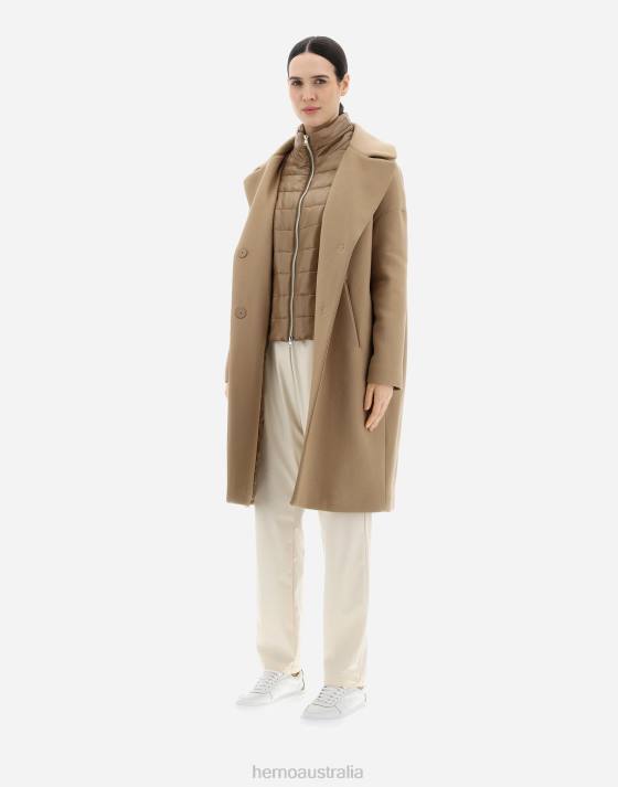 COAT IN ECOWOOL AND NYLON ULTRALIGHT Herno Women Sand 2L0H246 Outerwear