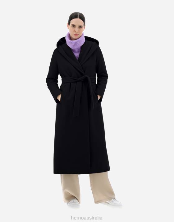 COAT IN FANCY LUXURY WOOL Herno Women Black 2L0H174 Outerwear