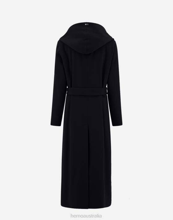 COAT IN FANCY LUXURY WOOL Herno Women Black 2L0H174 Outerwear