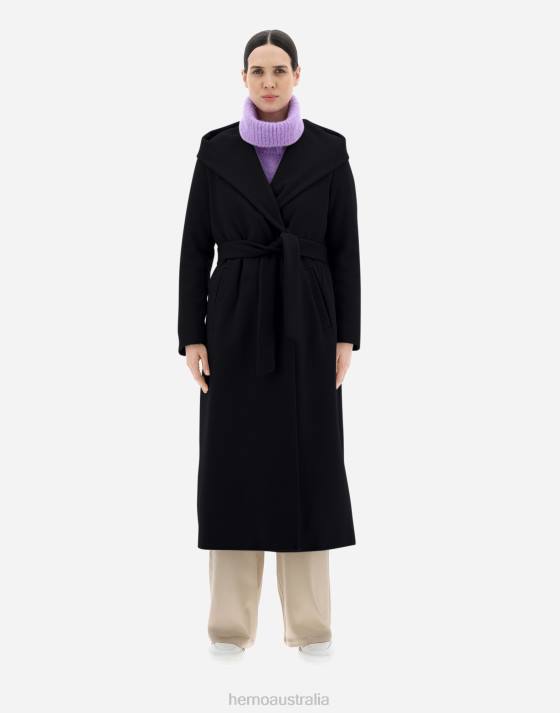 COAT IN FANCY LUXURY WOOL Herno Women Black 2L0H174 Outerwear