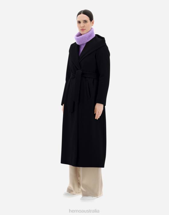 COAT IN FANCY LUXURY WOOL Herno Women Black 2L0H174 Outerwear