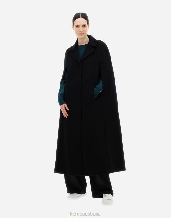 COAT IN FANCY LUXURY WOOL Herno Women Black 2L0H186 Outerwear