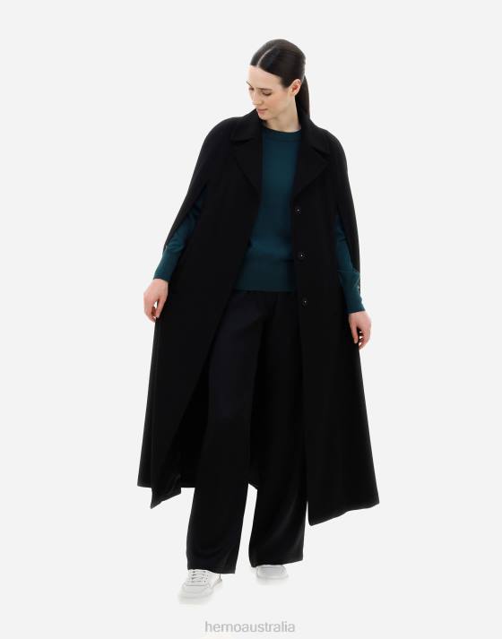 COAT IN FANCY LUXURY WOOL Herno Women Black 2L0H186 Outerwear