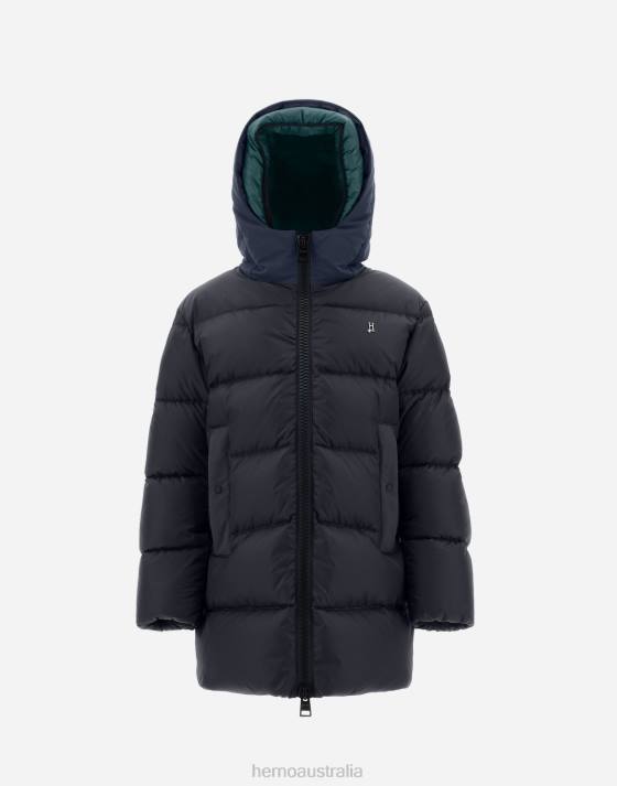 COAT IN NYLON CHAMONIX AND KEYSTONE Herno Kids Blue/Green 2L0H860 Outerwear