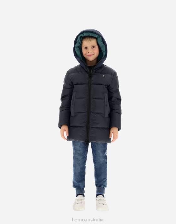 COAT IN NYLON CHAMONIX AND KEYSTONE Herno Kids Blue/Green 2L0H860 Outerwear