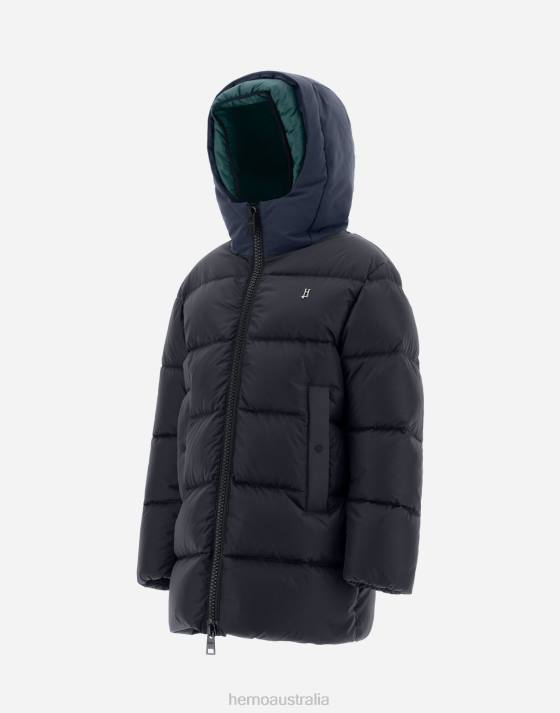 COAT IN NYLON CHAMONIX AND KEYSTONE Herno Kids Blue/Green 2L0H860 Outerwear