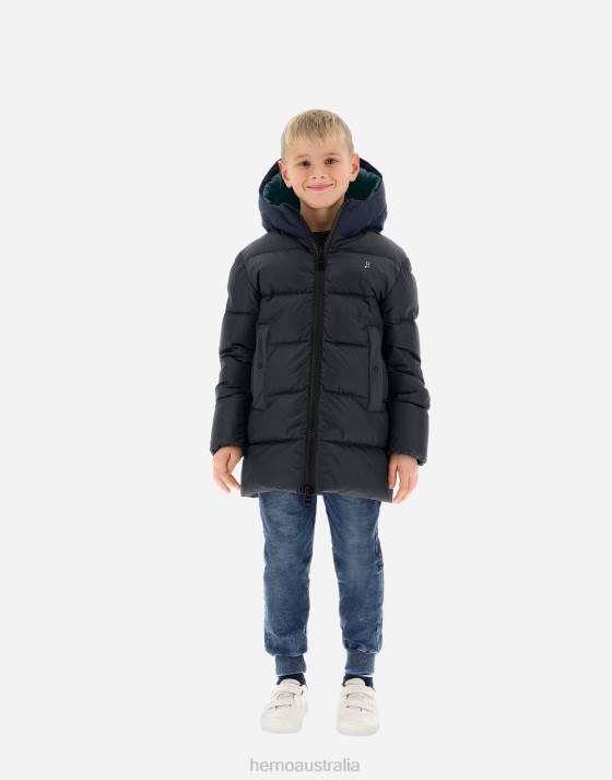 COAT IN NYLON CHAMONIX AND KEYSTONE Herno Kids Blue/Green 2L0H860 Outerwear