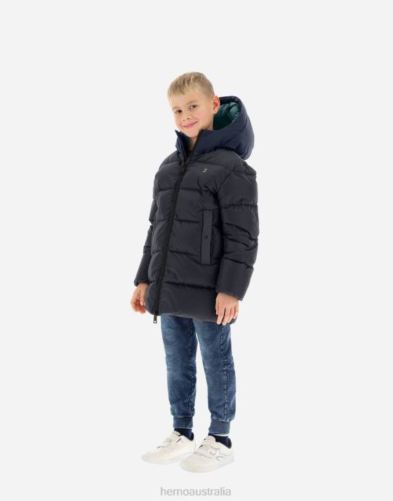 COAT IN NYLON CHAMONIX AND KEYSTONE Herno Kids Blue/Green 2L0H860 Outerwear