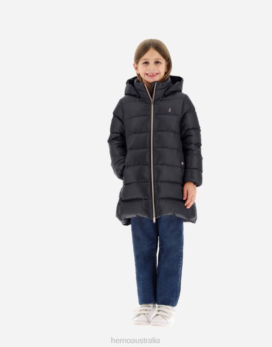 COAT IN NYLON ULTRALIGHT Herno Kids Black 2L0H843 Outerwear