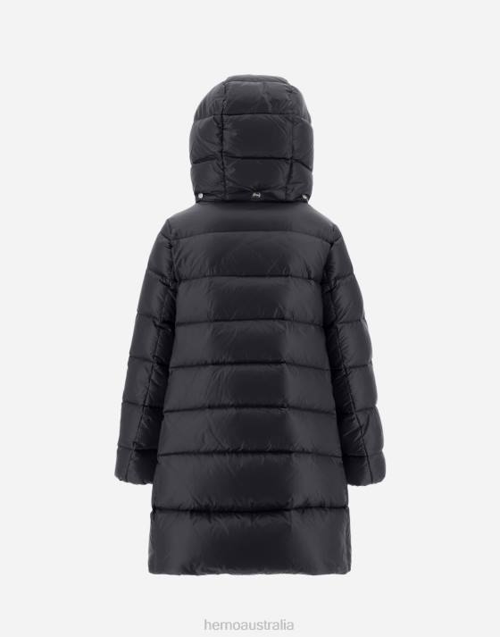 COAT IN NYLON ULTRALIGHT Herno Kids Black 2L0H843 Outerwear