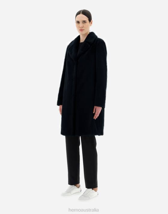 COAT IN SOFT FAUX FUR Herno Women Black 2L0H220 Outerwear