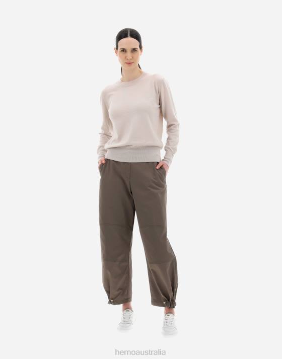 COTTON FEEL TROUSERS Herno Women Dark Taupe 2L0H385 Clothing