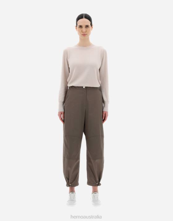 COTTON FEEL TROUSERS Herno Women Dark Taupe 2L0H385 Clothing