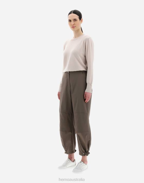 COTTON FEEL TROUSERS Herno Women Dark Taupe 2L0H385 Clothing