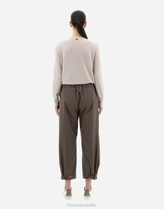 COTTON FEEL TROUSERS Herno Women Dark Taupe 2L0H385 Clothing