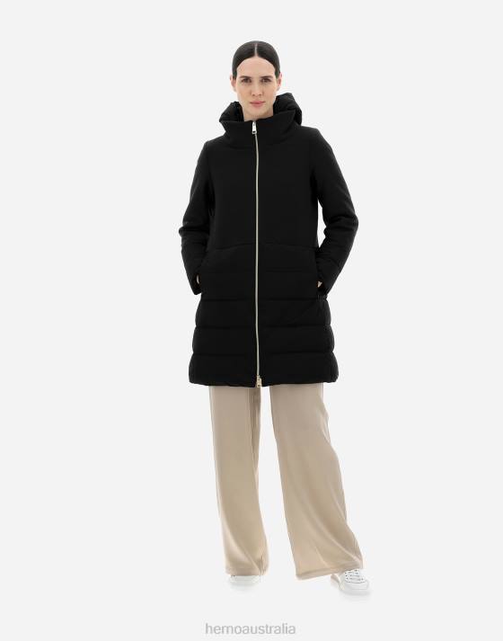 DIAGONAL WOOL AND NUAGE PARKA Herno Women Black 2L0H276 Outerwear