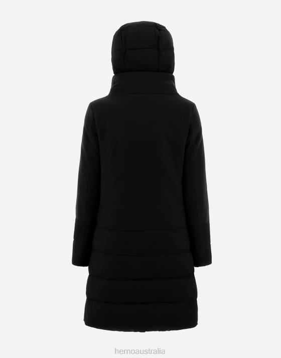 DIAGONAL WOOL AND NUAGE PARKA Herno Women Black 2L0H276 Outerwear