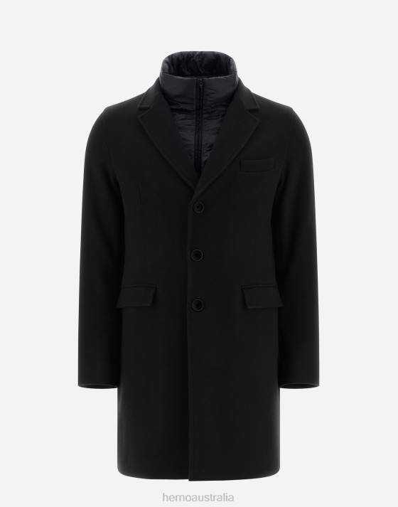 DIAGONAL WOOL COAT Herno Men Black 2L0H680 Outerwear