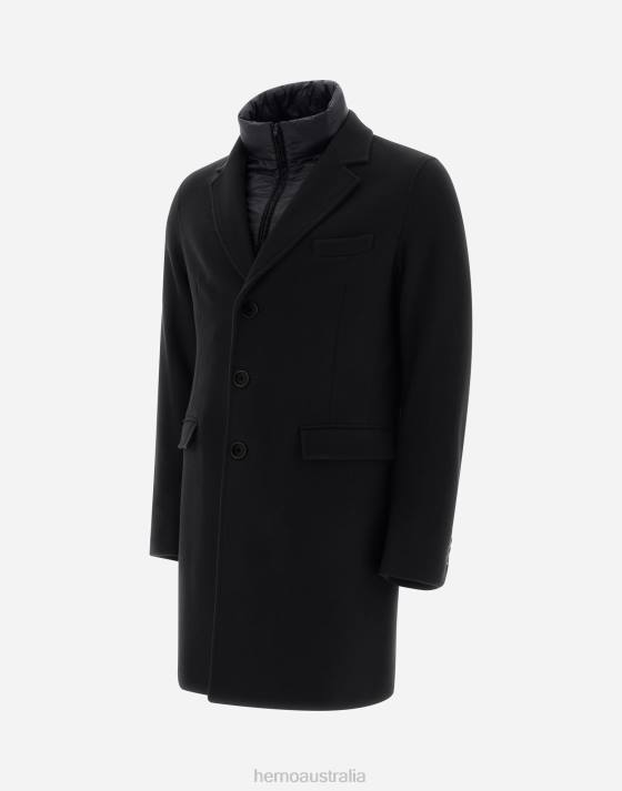 DIAGONAL WOOL COAT Herno Men Black 2L0H680 Outerwear