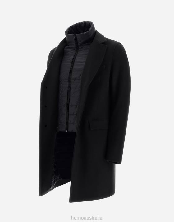 DIAGONAL WOOL COAT Herno Men Black 2L0H680 Outerwear