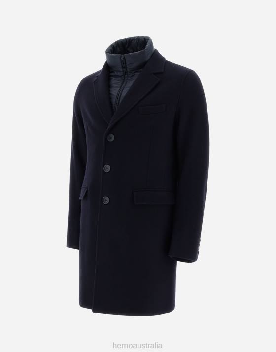 DIAGONAL WOOL COAT Herno Men Blue Dark 2L0H582 Outerwear