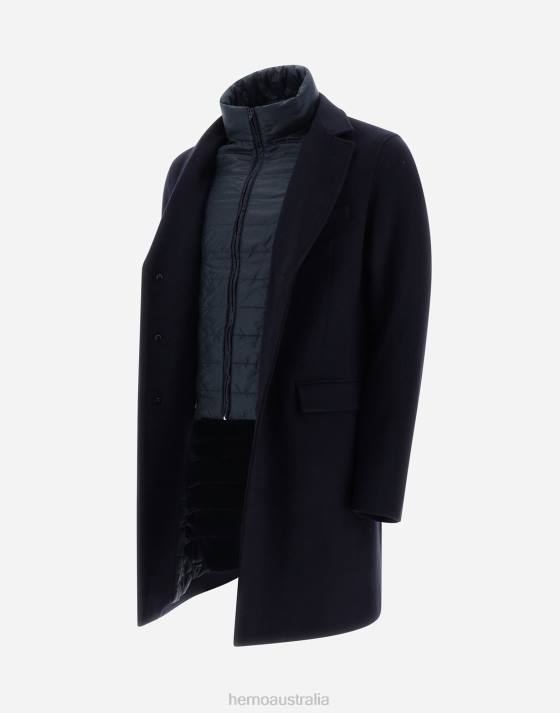 DIAGONAL WOOL COAT Herno Men Blue Dark 2L0H582 Outerwear