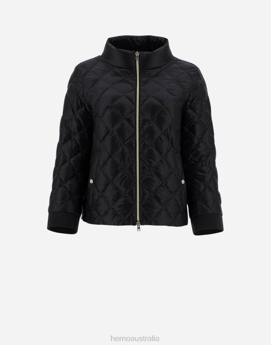 DIAMOND-QUILTED NYLON ULTRALIGHT BOMBER Herno Women Black 2L0H479 Outerwear