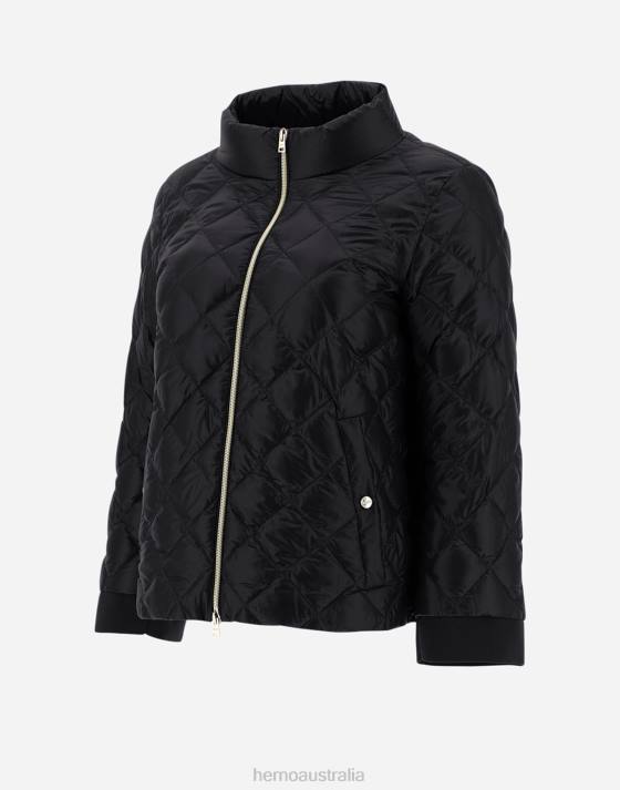 DIAMOND-QUILTED NYLON ULTRALIGHT BOMBER Herno Women Black 2L0H479 Outerwear