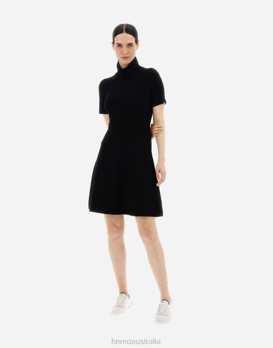 DRESS IN MIDNIGHT KNIT Herno Women Black 2L0H427 Clothing