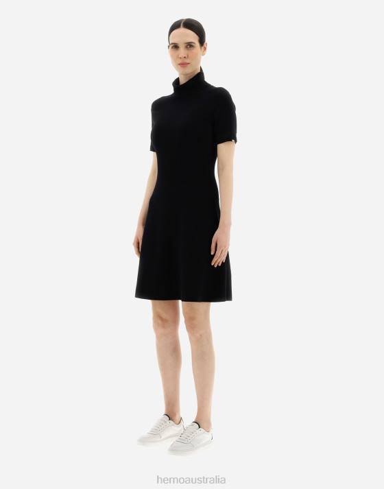 DRESS IN MIDNIGHT KNIT Herno Women Black 2L0H427 Clothing