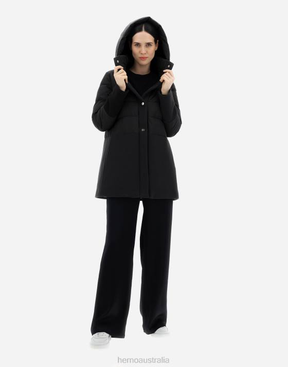 ECOWOOL AND ULTRALIGHT NYLON A-LINE JACKET Herno Women Black 2L0H390 Outerwear