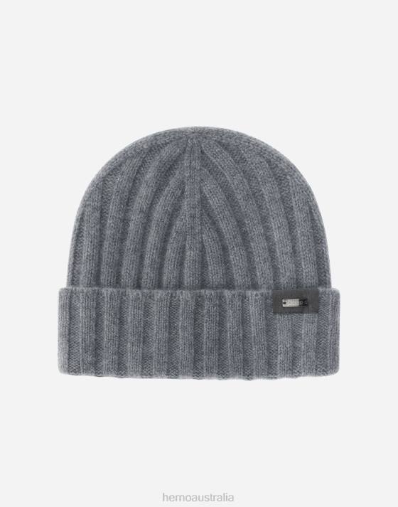 ETERNITY CASHMERE RIB BEANIE Herno Men Grey 2L0H730 Accessories