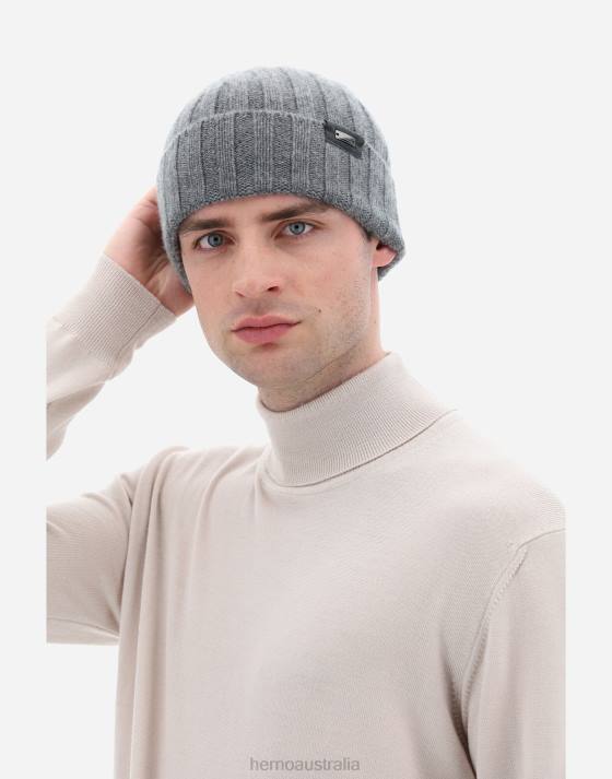 ETERNITY CASHMERE RIB BEANIE Herno Men Grey 2L0H730 Accessories