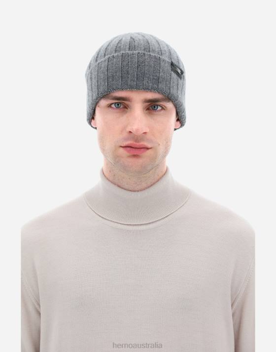 ETERNITY CASHMERE RIB BEANIE Herno Men Grey 2L0H730 Accessories