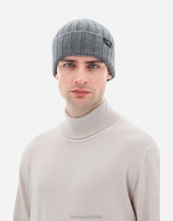 ETERNITY CASHMERE RIB BEANIE Herno Men Grey 2L0H730 Accessories