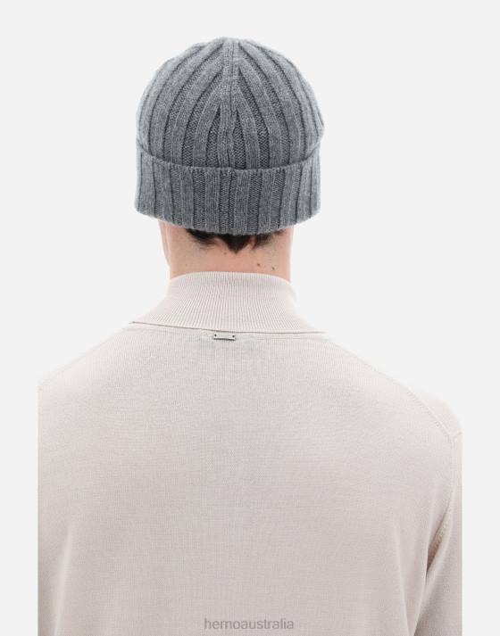 ETERNITY CASHMERE RIB BEANIE Herno Men Grey 2L0H730 Accessories