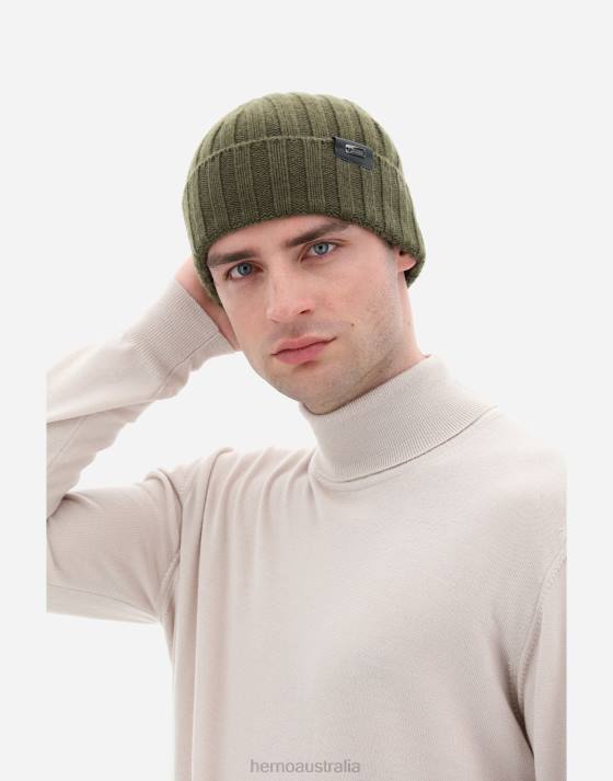 ETERNITY CASHMERE RIB BEANIE Herno Men Military 2L0H506 Accessories