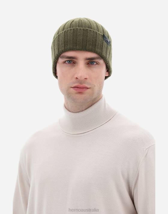 ETERNITY CASHMERE RIB BEANIE Herno Men Military 2L0H506 Accessories