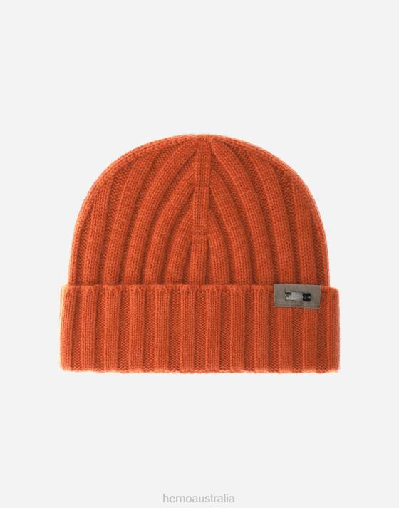 ETERNITY CASHMERE RIB BEANIE Herno Men Paprika 2L0H682 Accessories