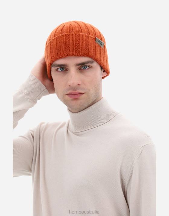 ETERNITY CASHMERE RIB BEANIE Herno Men Paprika 2L0H682 Accessories