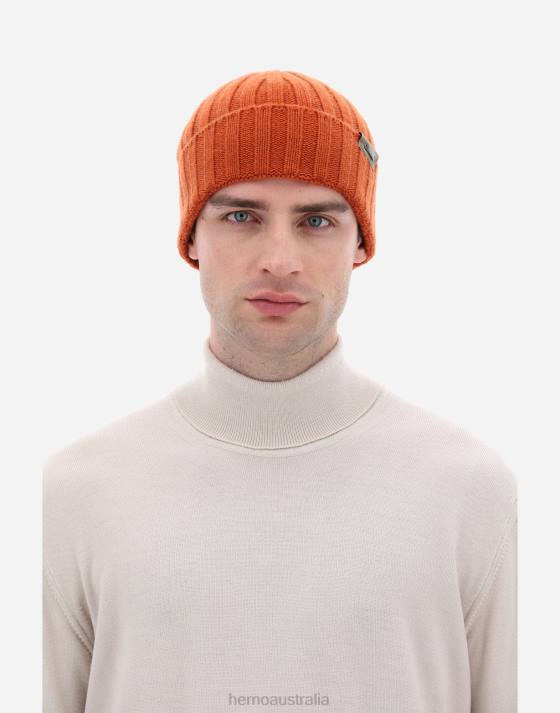 ETERNITY CASHMERE RIB BEANIE Herno Men Paprika 2L0H682 Accessories