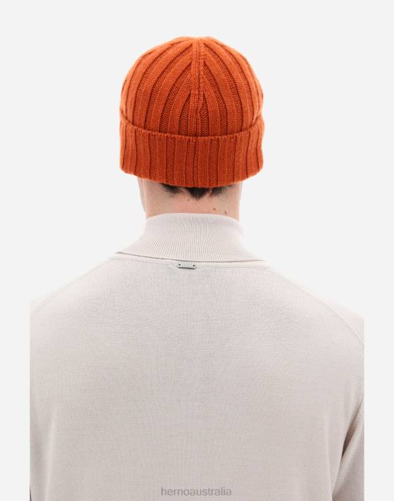 ETERNITY CASHMERE RIB BEANIE Herno Men Paprika 2L0H682 Accessories