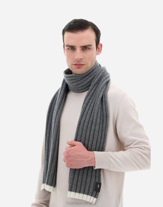 ETERNITY CASHMERE RIB SCARF Herno Men Grey 2L0H746 Accessories