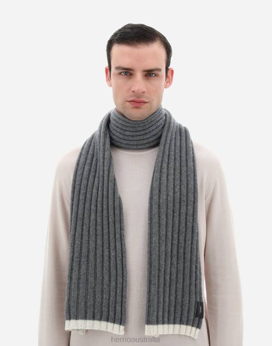 ETERNITY CASHMERE RIB SCARF Herno Men Grey 2L0H746 Accessories