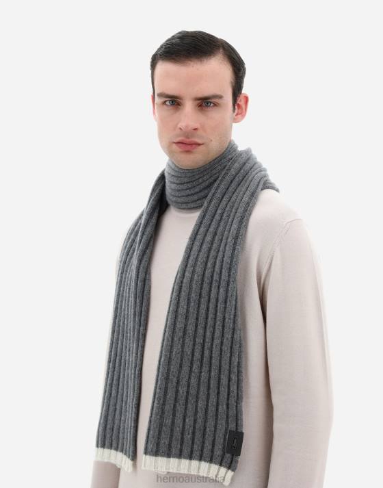 ETERNITY CASHMERE RIB SCARF Herno Men Grey 2L0H746 Accessories