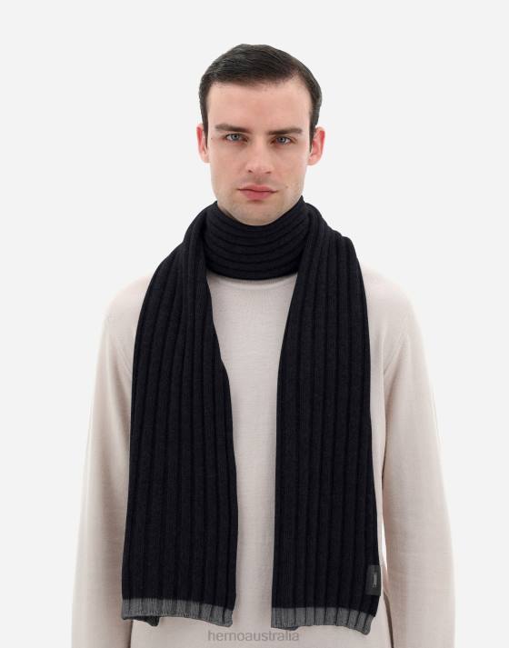 ETERNITY CASHMERE RIB SCARF Herno Men Navy Blue 2L0H611 Accessories